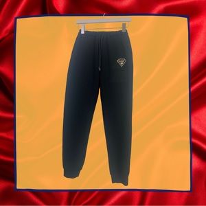 Girl’s black joggers with gold Contanti vinyl print logo size medium